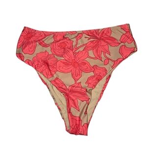 Lulus High-Cut Waist Tropical Floral Bikini Bottom, Size Small